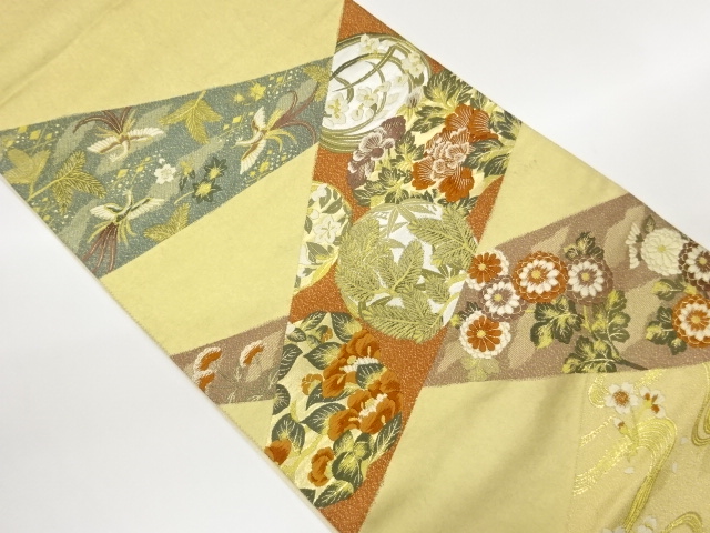 JAPANESE FUKURO OBI / WOVEN PHOENIX & FLORAL PLANTS